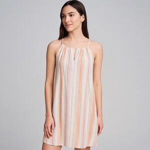 LOFT Lounge Women's Linen Dress Striped Spaghetti Straps Small Multicocolor